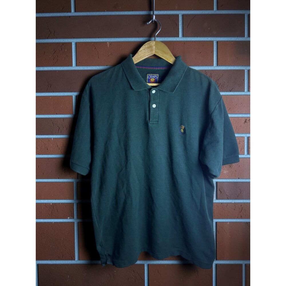 Chaps Ralph Lauren Vintage Crest Logo Polo Shirt Men's XL Green Cotton
